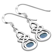 Synthetic Opal Celtic Knot Silver Earrings, e302
